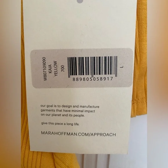 NWT Mara Hoffman Kaia Yellow Large V-Neck Bodysuit - Picture 6 of 6